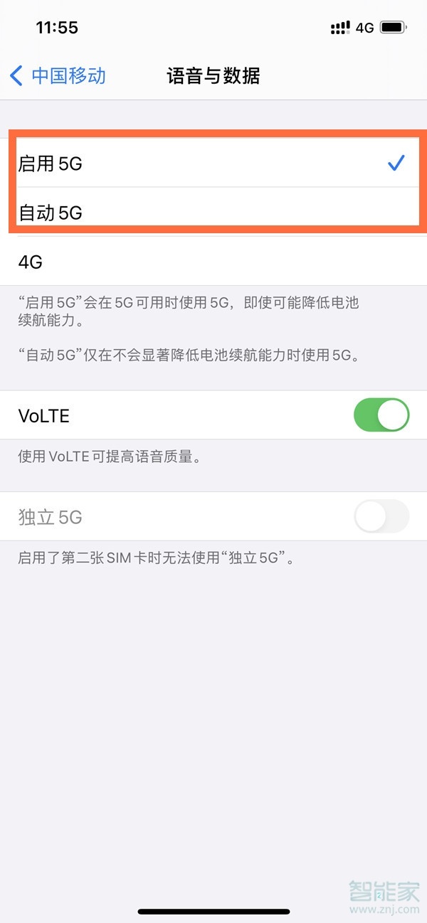 苹果12怎么设置5g网络