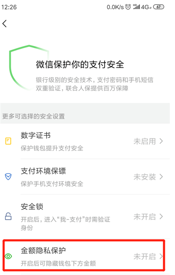 微信支付钱包怎么设置看不到金额