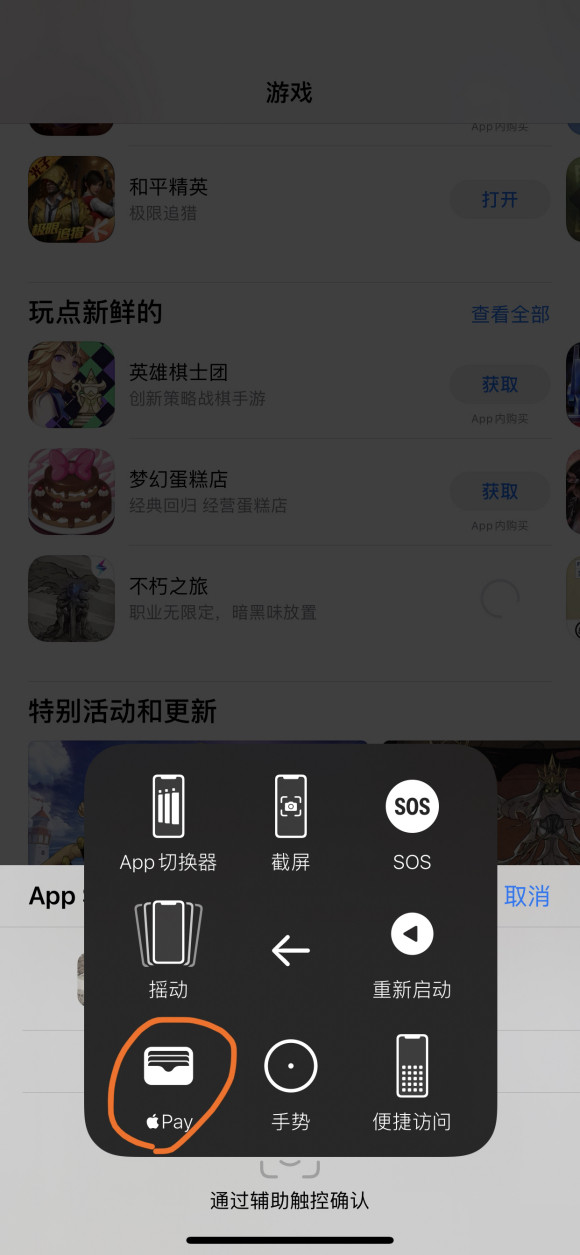 ios14辅助触控确认支付怎么弄