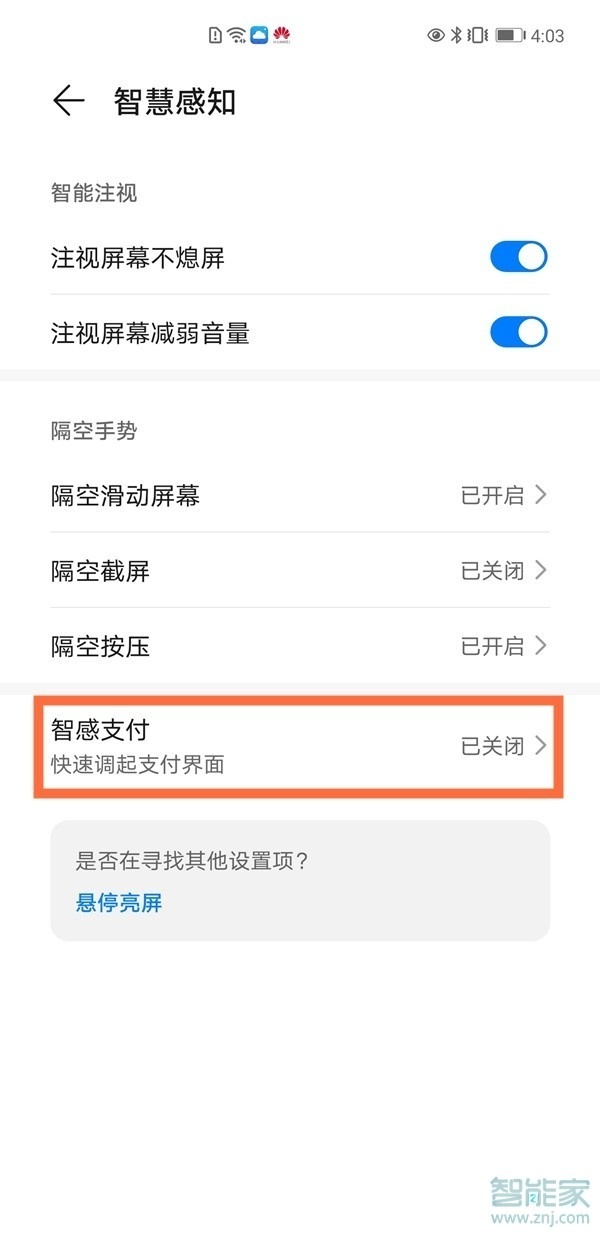 华为mate30epro有智感支付吗