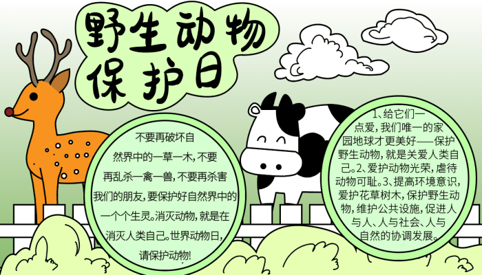 野生动物保护日手抄报资料 野生动物保护日的手抄报怎么画