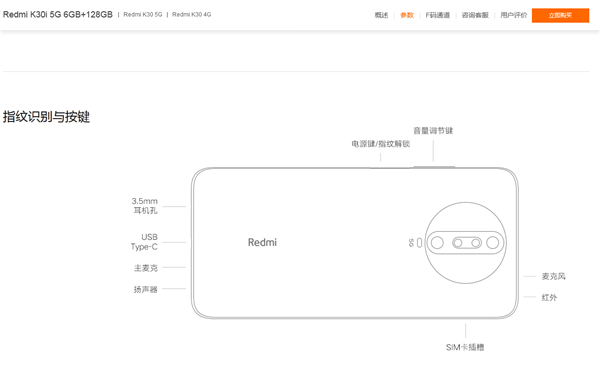 红米k30i指纹解锁在什么位置