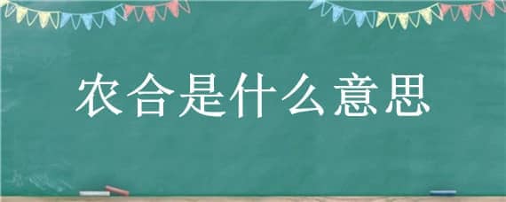 农合是什么意思（医保农合是什么意思）