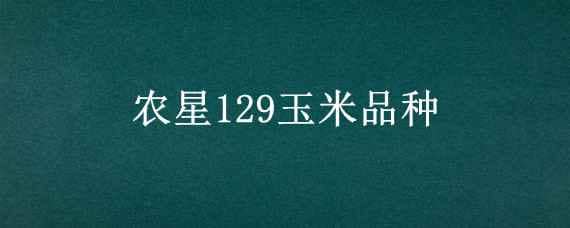 农星129玉米品种 农星129玉米品种视频