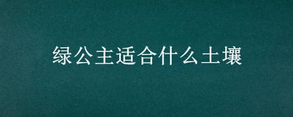 绿公主适合什么土壤