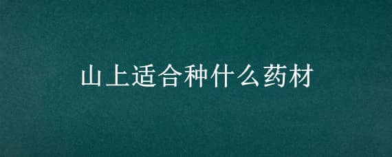 山上适合种什么药材 适合山上种的药材