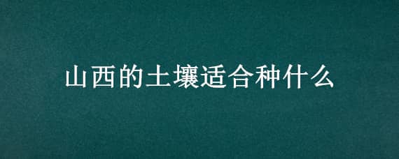 山西的土壤适合种什么