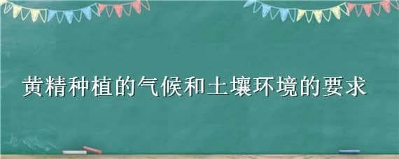 黄精种植的气候和土壤环境的要求