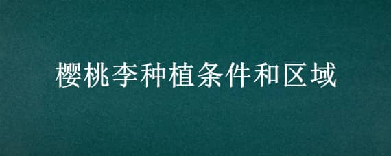 樱桃李种植条件和区域（樱桃李种植条件和区域要求）