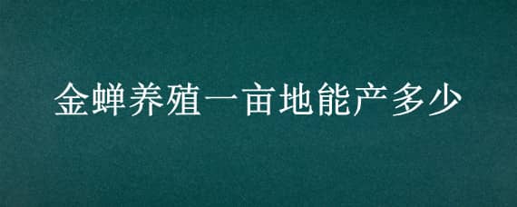 金蝉养殖一亩地能产多少 金蝉养殖一亩地能产多少斤种子