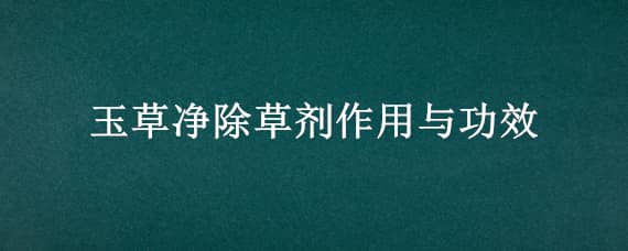 玉草净除草剂作用与功效