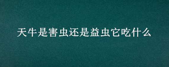 天牛是害虫还是益虫它吃什么