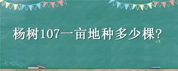 杨树107一亩地种多少棵