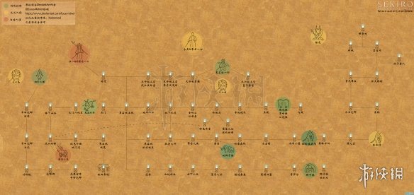 只狼影逝二度大地图路线分享 只狼中文大地图一览 简化版地图_网