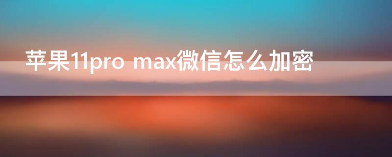 iPhone11pro max微信怎么加密