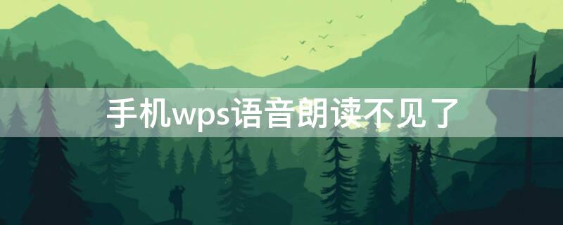 手机wps语音朗读不见了