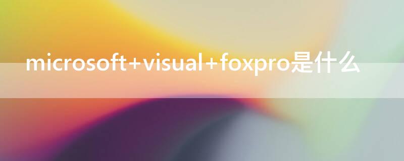 microsoft visual foxpro是什么
