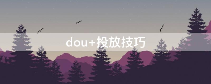 dou+投放技巧