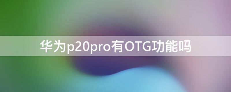 华为p20pro有OTG功能吗 华为p20pro有没有OTG功能