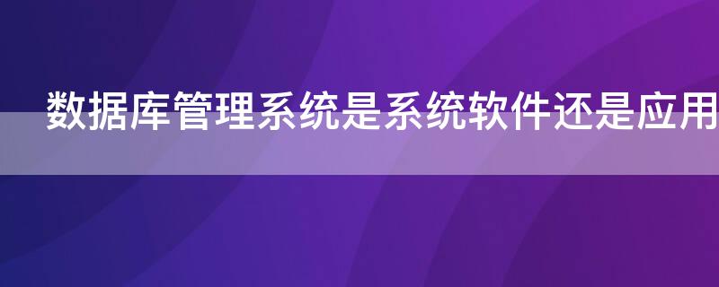 数据库管理系统是系统软件还是应用软件