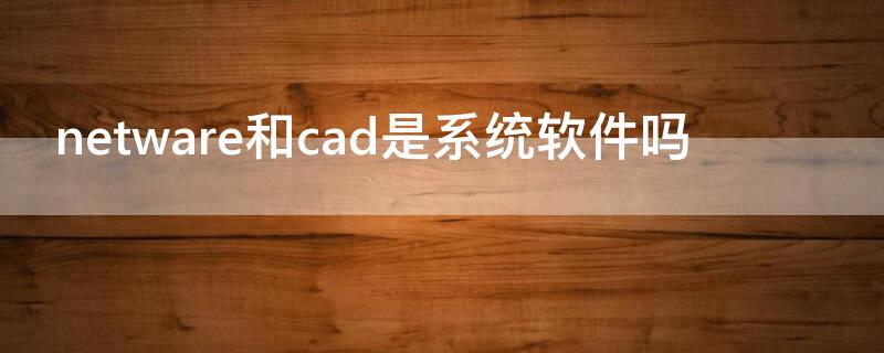 netware和cad是系统软件吗 cad需要net什么版本