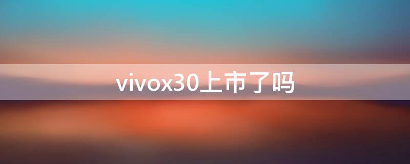 vivox30上市了吗 vivox30还在生产吗