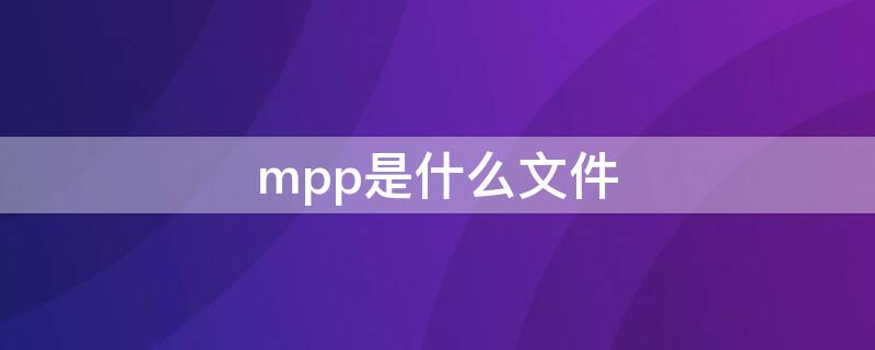 mpp是什么文件（mpp是什么文件核实）