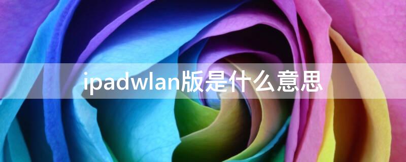 ipadwlan版是什么意思 ipadWLAN