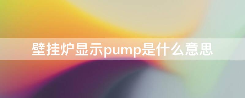 壁挂炉显示pump是什么意思 壁挂炉屏幕显示PUMP是什么意思