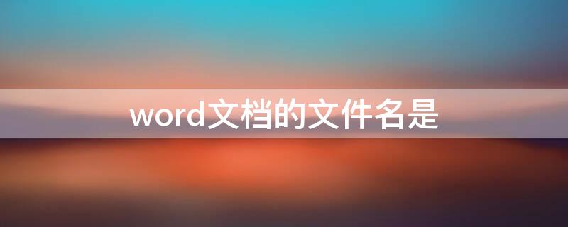 word文档的文件名是（word文档的文件名是什么）