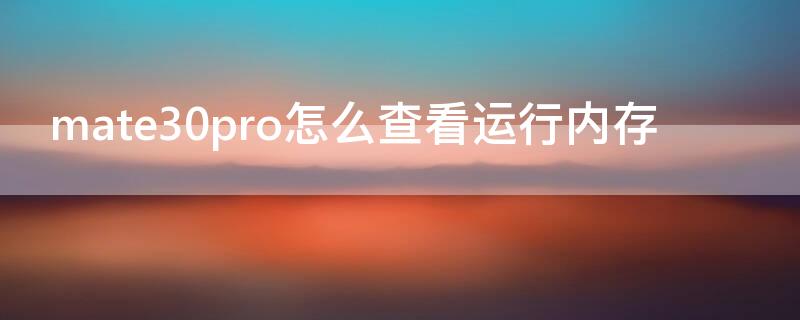 mate30pro怎么查看运行内存 华为mate30pro运行内存怎么看