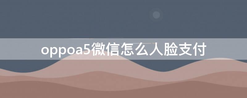 oppoa5微信怎么人脸支付 oppoa5微信支付怎么设置刷脸