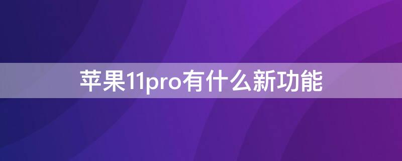 iPhone11pro有什么新功能（苹果11pro的所有功能）
