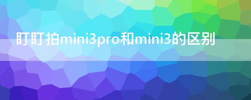盯盯拍mini3pro和mini3的区别（盯盯拍mini3和mini pro区别）
