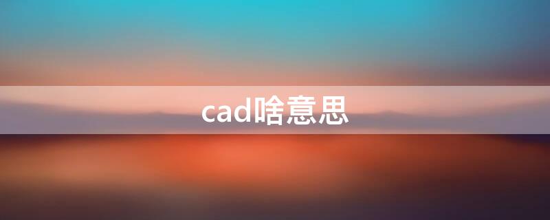 cad啥意思 cad是什么意
