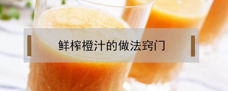 鲜榨橙汁的做法窍门 鲜榨橙汁的制作方法窍门