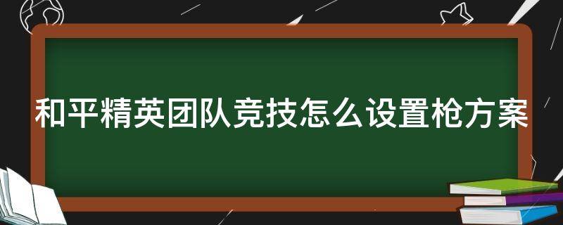 和平精英团队竞技怎么设置枪方案 和平精英团队竞技用什么枪最好