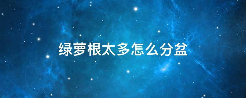 绿萝太多了怎样分盆 绿萝根太多怎么分盆