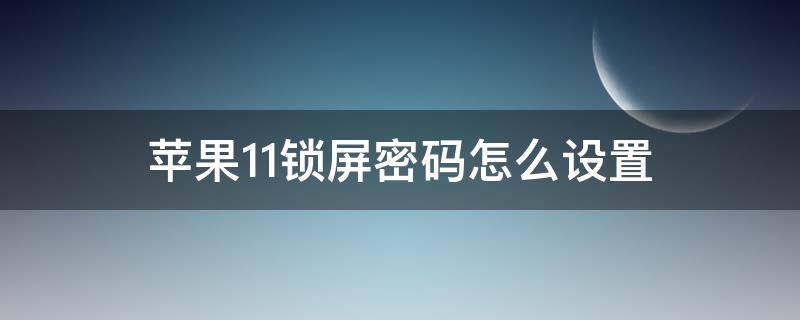 苹果11锁屏密码怎么设置 苹果11锁屏密码怎么设置四位数