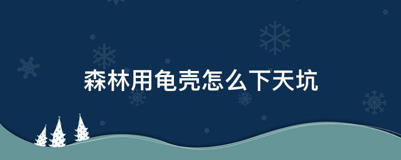 森林用龟壳怎么下天坑 森林龟壳下天坑的方法