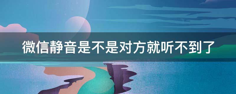 微信静音是不是对方就听不到了（微信静音对方是不是听不见我说话）