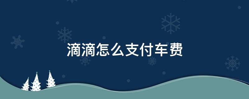 滴滴怎么支付车费 滴滴怎样支付车费