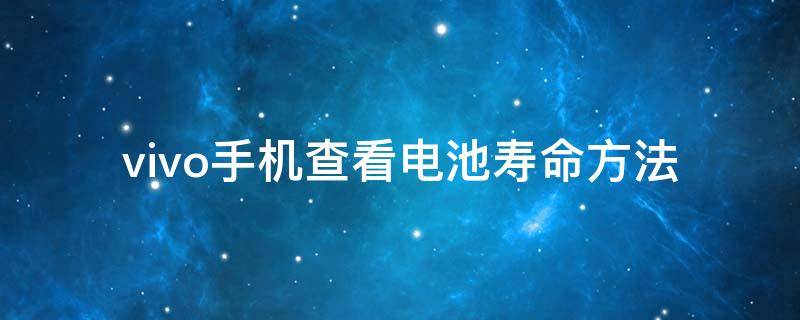 vivo手机查看电池寿命方法 vivo手机查看电池寿命