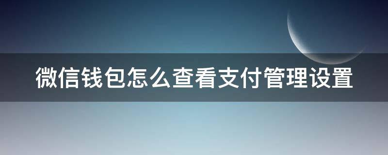 微信钱包怎么查看支付管理设置密码 微信钱包怎么查看支付管理设置