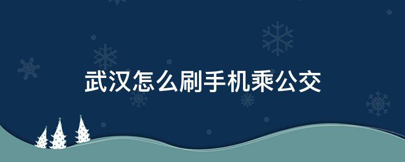 武汉怎么刷手机乘公交 武汉如何用手机刷公交卡