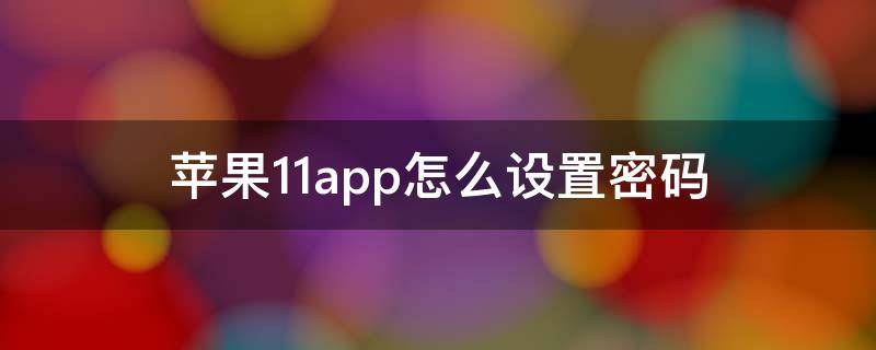 苹果11app密码设置在哪 苹果11app怎么设置密码