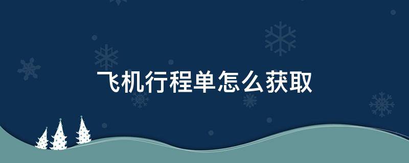 飞机行程单是完成飞行后获取吗 飞机行程单怎么获取