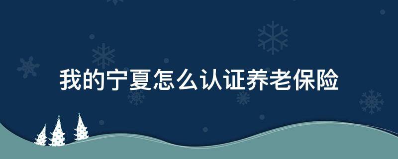 宁夏养老保险如何认证 我的宁夏怎么认证养老保险