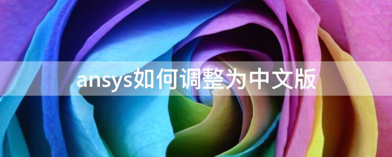 ansys如何调整为中文版 ansys怎么改成中文版的
