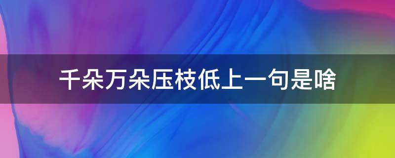 千朵万朵压枝低的上一句和下一句是什么 千朵万朵压枝低上一句是啥